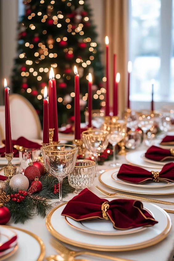 Deco Table Noel Rouge Et Or